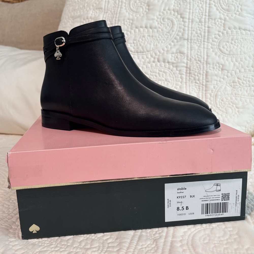 Kate Spade Black Ankle Booties with Charm